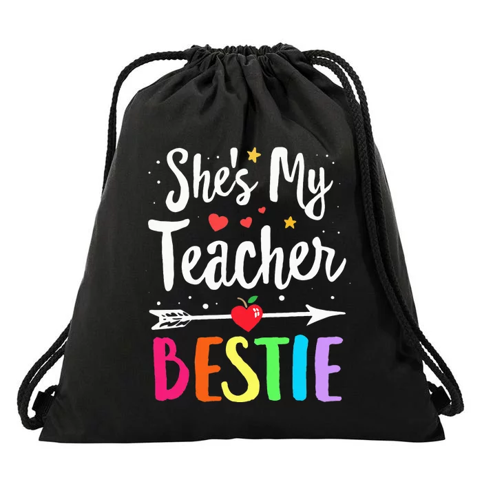 Matching Teachers Best Friend She's My Teacher Bestie Drawstring Bag