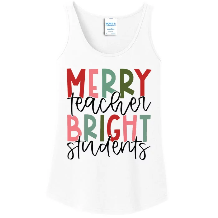 Merry Teacher Bright Students Christmas Teacher Ladies Essential Tank