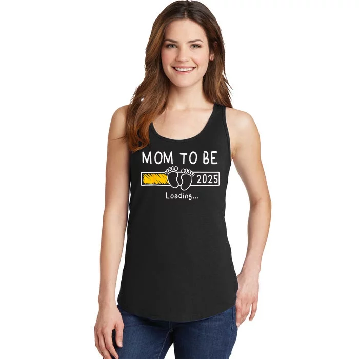 Mom To Be 2025 Loading Mom Est 2025 Promoted To Mommy Ladies Essential Tank