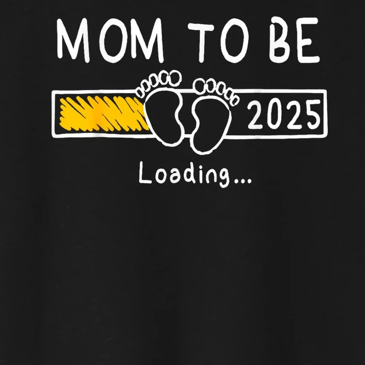 Mom To Be 2025 Loading Mom Est 2025 Promoted To Mommy Women's Crop Top Tee