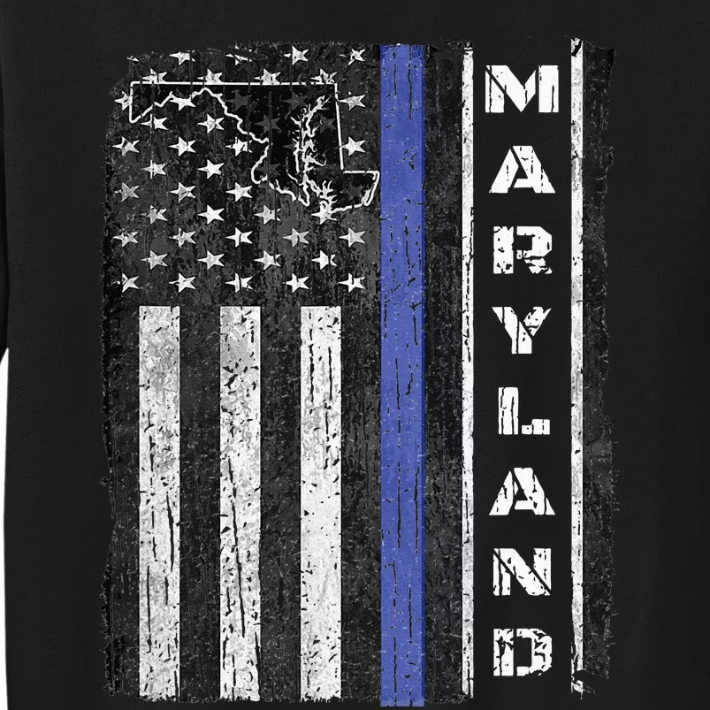 Maryland Thin Blue Line Police Week USA Flag Gift Men Tall Sweatshirt