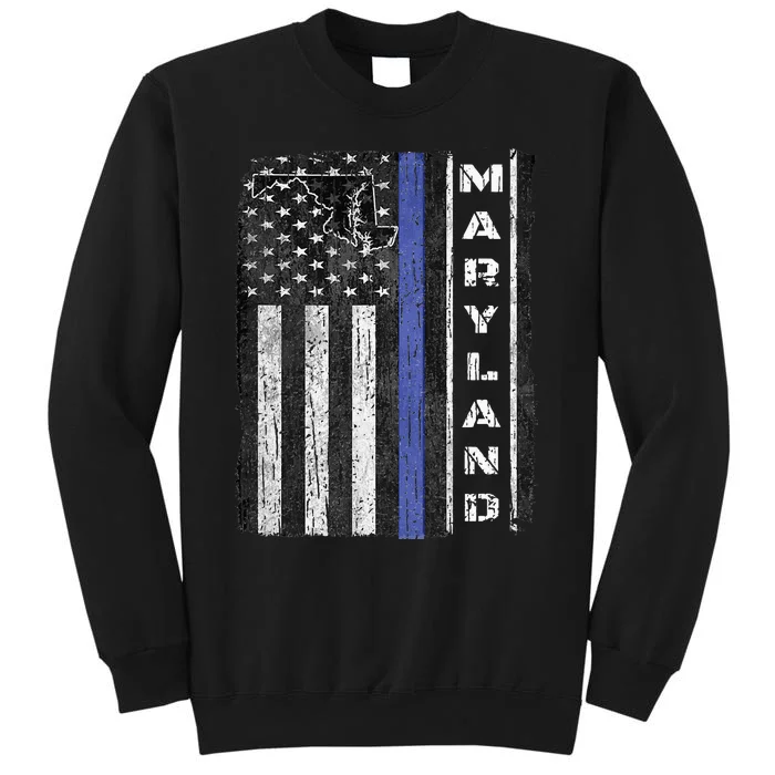 Maryland Thin Blue Line Police Week USA Flag Gift Men Tall Sweatshirt