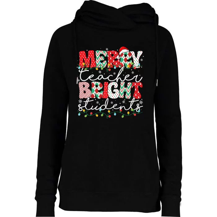 Merry Teacher Bright Students Teacher Christmas Ornaments Womens Funnel Neck Pullover Hood