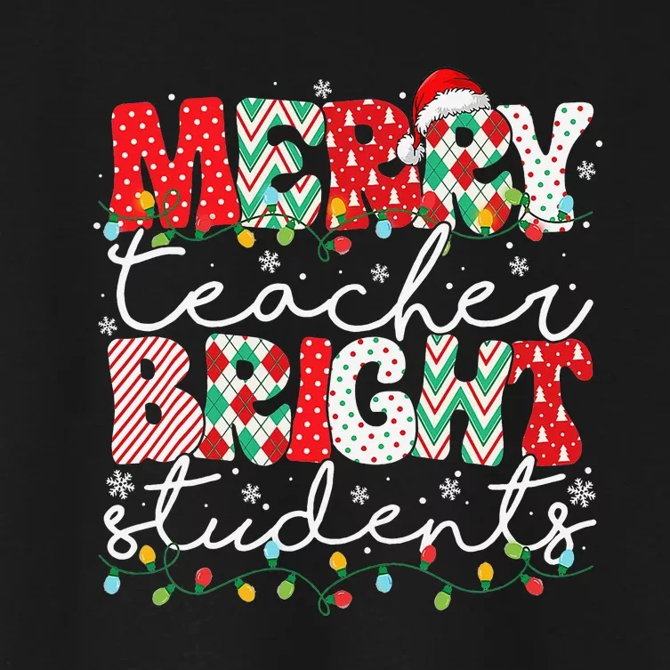 Merry Teacher Bright Students Teacher Christmas Ornaments Women's Crop Top Tee