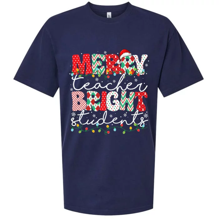 Merry Teacher Bright Students Teacher Christmas Ornaments Sueded Cloud Jersey T-Shirt