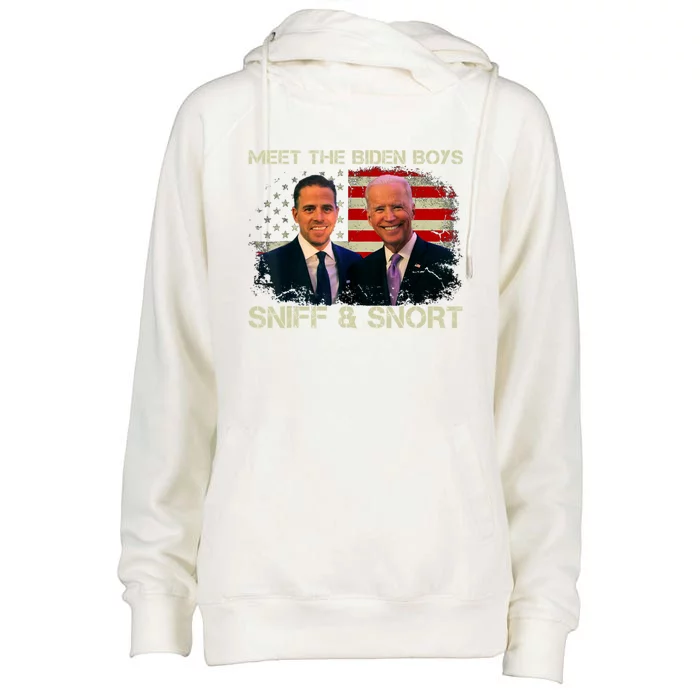 Meet The Biden Boy Sniff And Snort Funny Quote Womens Funnel Neck Pullover Hood