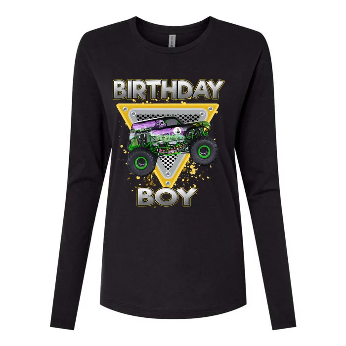 Monster Truck Birthday Boy Monster Truck Are My Jam Lovers Womens Cotton Relaxed Long Sleeve T-Shirt