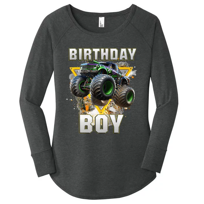 Monster Truck Birthday Boy Monster Truck Are My Jam Lovers Women's Perfect Tri Tunic Long Sleeve Shirt