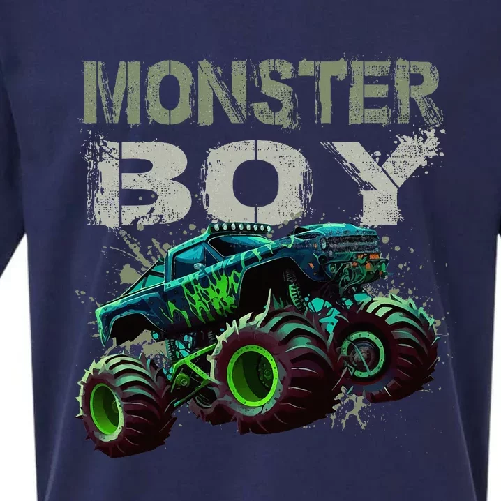 Monster Truck Boy Family Matching Monster Truck Lovers Sueded Cloud Jersey T-Shirt