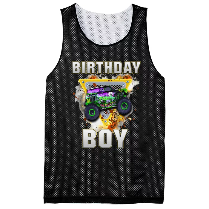 Monster Truck Birthday Boy Monster Truck Are My Jam Lovers Gift Mesh Reversible Basketball Jersey Tank