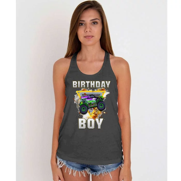 Monster Truck Birthday Boy Monster Truck Are My Jam Lovers Gift Women's Knotted Racerback Tank