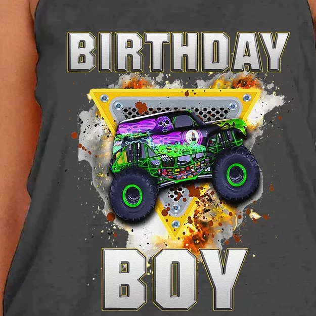 Monster Truck Birthday Boy Monster Truck Are My Jam Lovers Gift Women's Knotted Racerback Tank