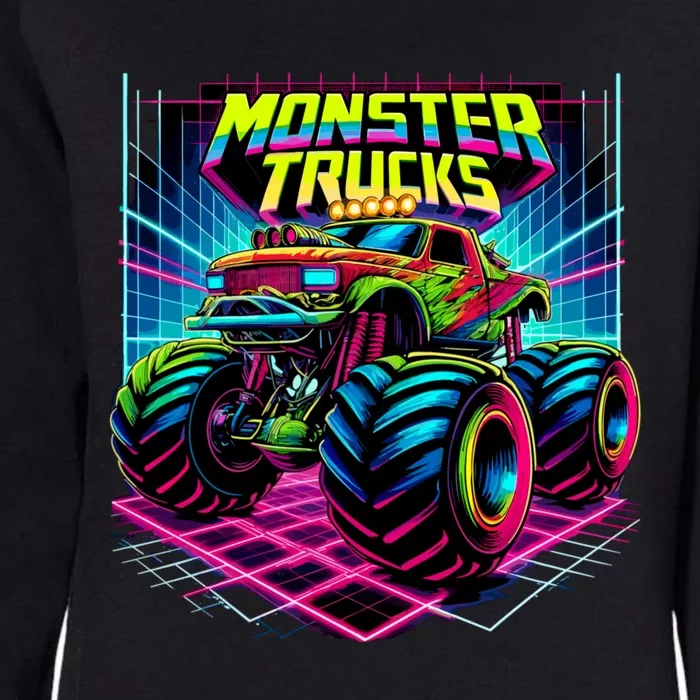 Monster Truck Birthday Party Retro Monster Trucks Lover Womens California Wash Sweatshirt