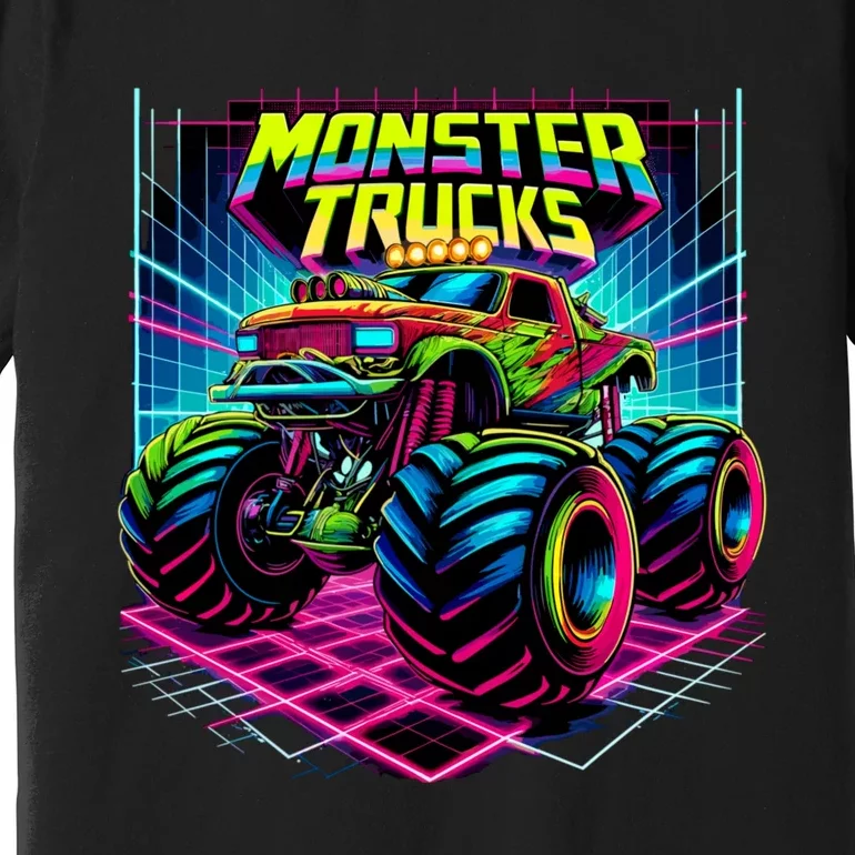 Monster Truck Birthday Party Retro Monster Trucks Lover Premium T-Shirt