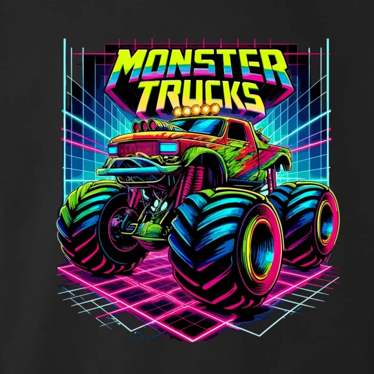 Monster Truck Birthday Party Retro Monster Trucks Lover Toddler Hoodie