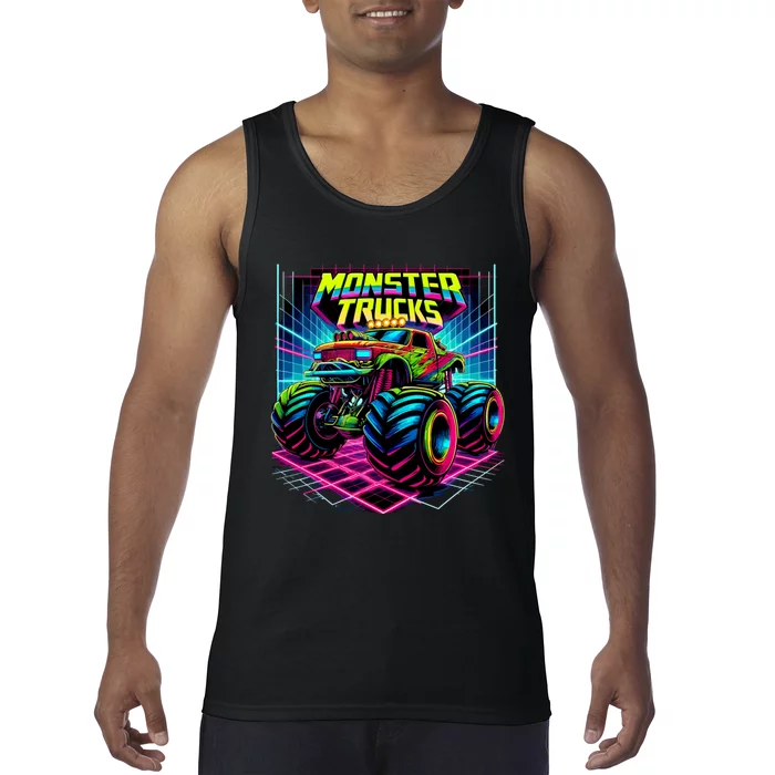 Monster Truck Birthday Party Retro Monster Trucks Lover Tank Top