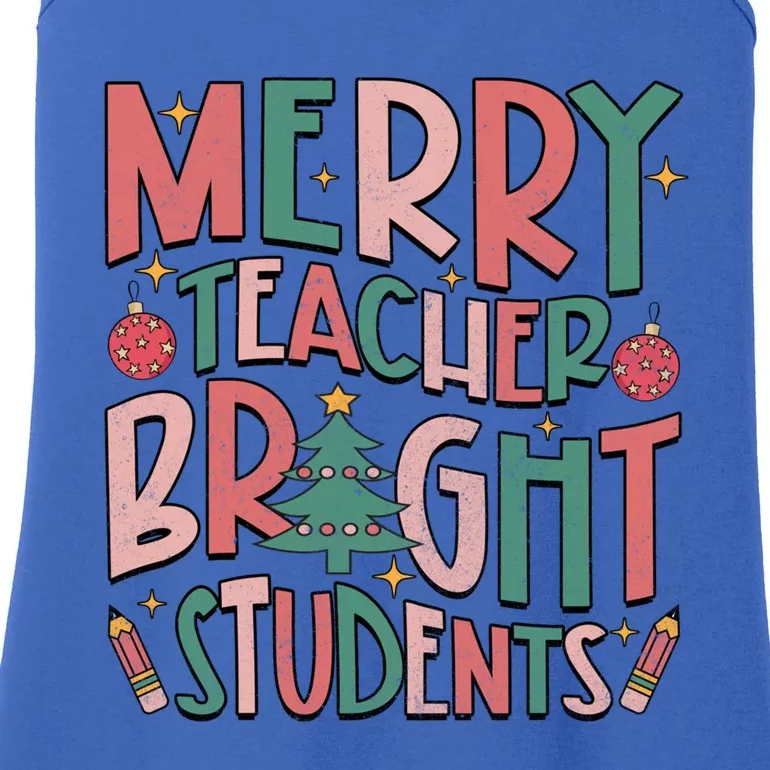 Merry Teacher Bright Student Christmas Vibes Love Teacher Gift Ladies Essential Tank