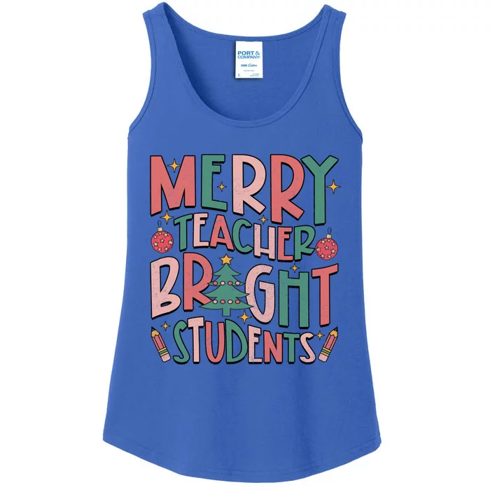 Merry Teacher Bright Student Christmas Vibes Love Teacher Gift Ladies Essential Tank