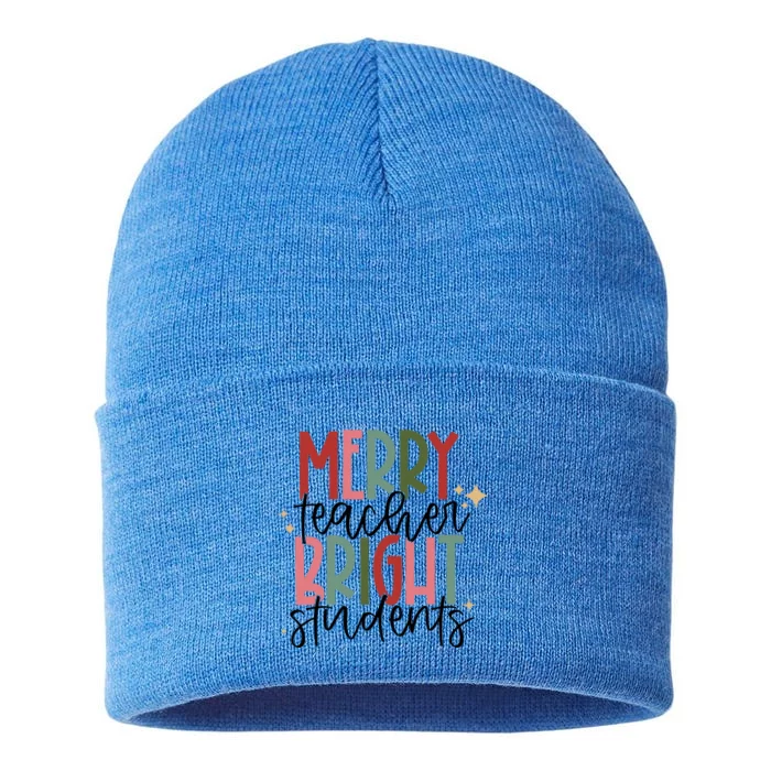 Merry Teacher Bright Students Christmas Gift Sustainable Knit Beanie