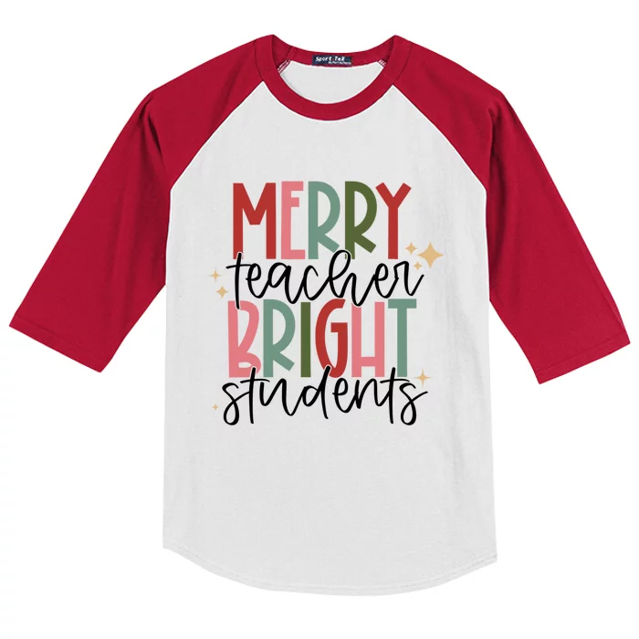 Merry Teacher Bright Students Christmas Gift Kids Colorblock Raglan Jersey