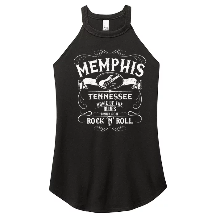 Memphis Tennessee Blues Country Music Guitar Vintage Gift Women’s Perfect Tri Rocker Tank