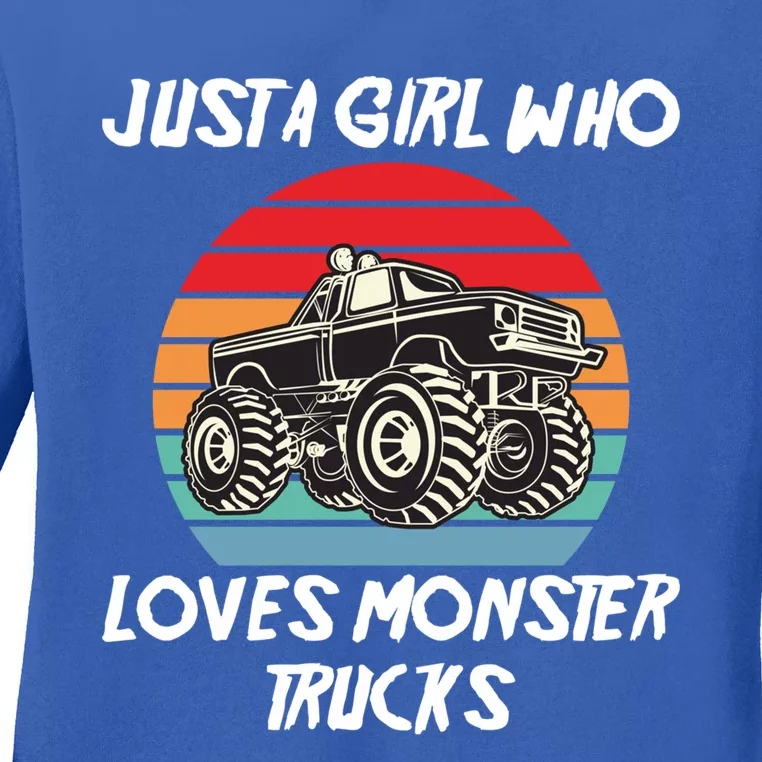 Monster Truck Birthday Just A Girl Who Loves Monster Trucks Gift Ladies Long Sleeve Shirt