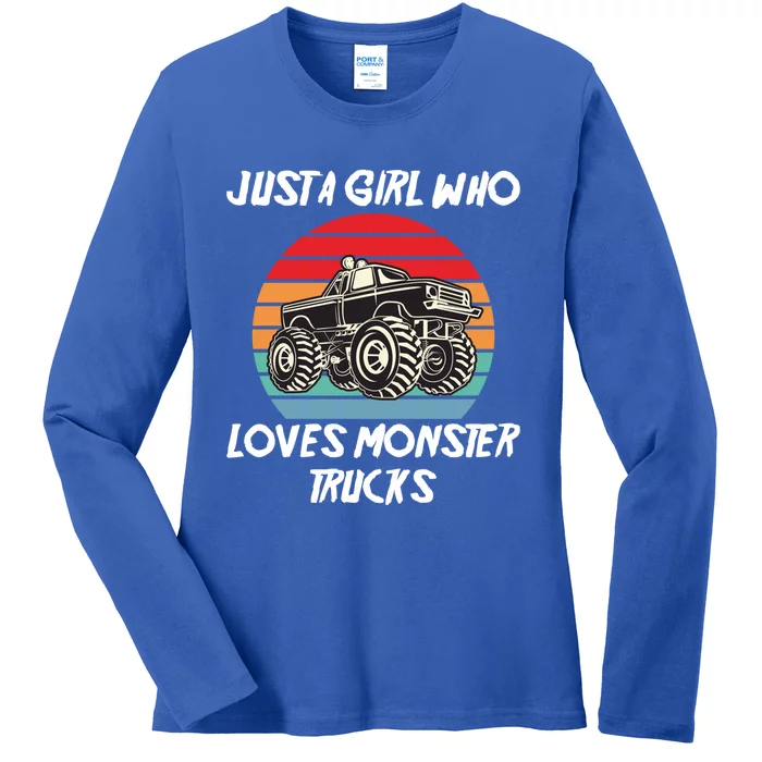 Monster Truck Birthday Just A Girl Who Loves Monster Trucks Gift Ladies Long Sleeve Shirt