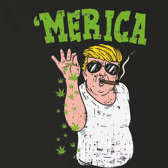 Merica Trump Bae Smoking Weed Cannabis Funny 420 Stoner Gift Toddler Long Sleeve Shirt