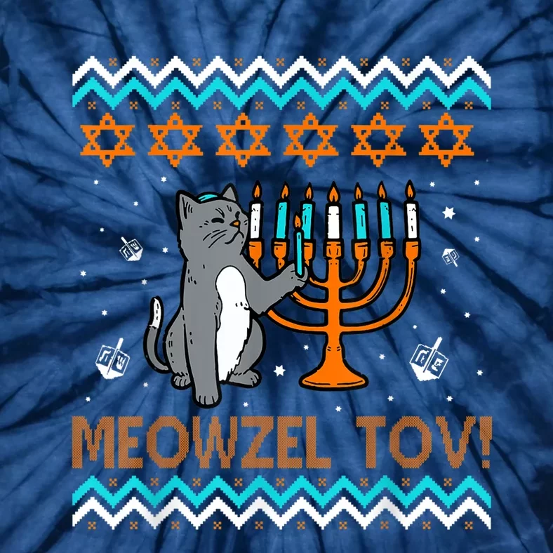 Meowzel Tov Black Cat Funny Hanukkah Chanukah Tie-Dye T-Shirt