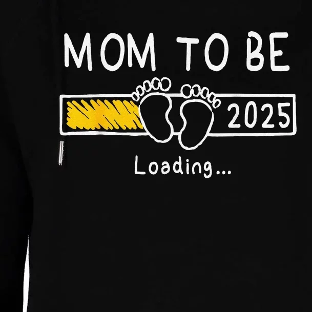 Mom To Be 2025 Loading Mom Est 2025 Promoted To Mommy Womens Funnel Neck Pullover Hood