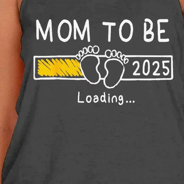 Mom To Be 2025 Loading Mom Est 2025 Promoted To Mommy Women's Knotted Racerback Tank