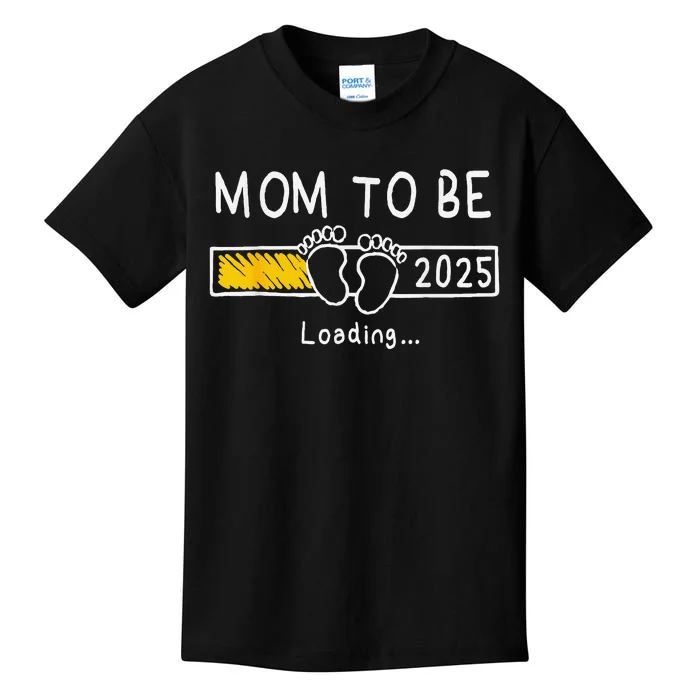 Mom To Be 2025 Loading Mom Est 2025 Promoted To Mommy Kids T-Shirt