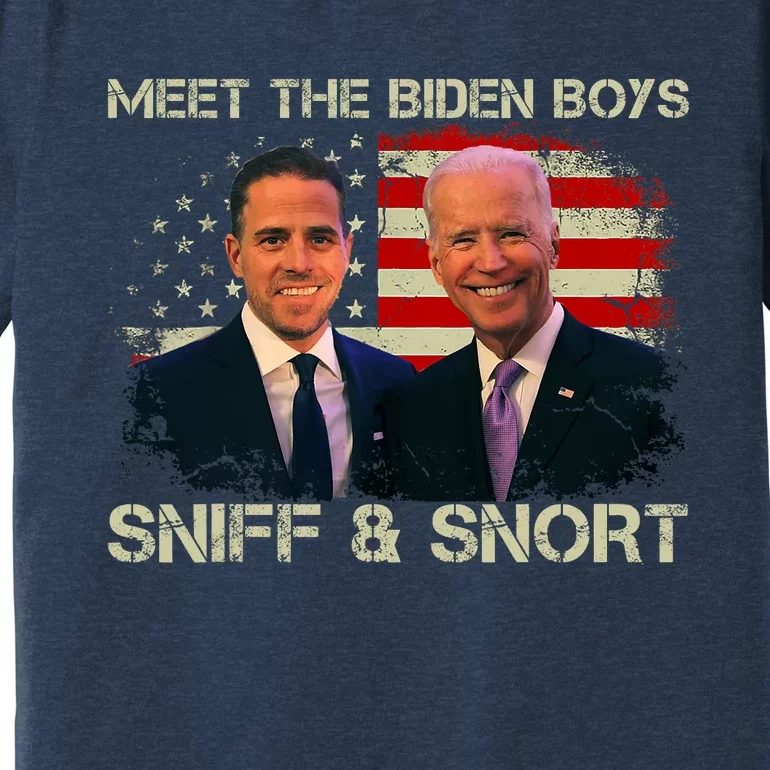 Meet The Biden Boys_ Sniff And Snort Funny Quote America Flag Premium T-Shirt