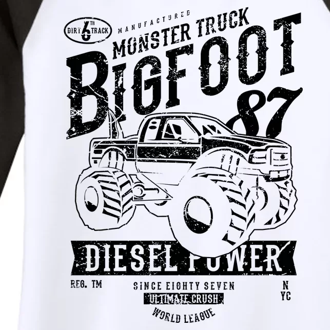 Monster Truck Big Foot Women's Tri-Blend 3/4-Sleeve Raglan Shirt