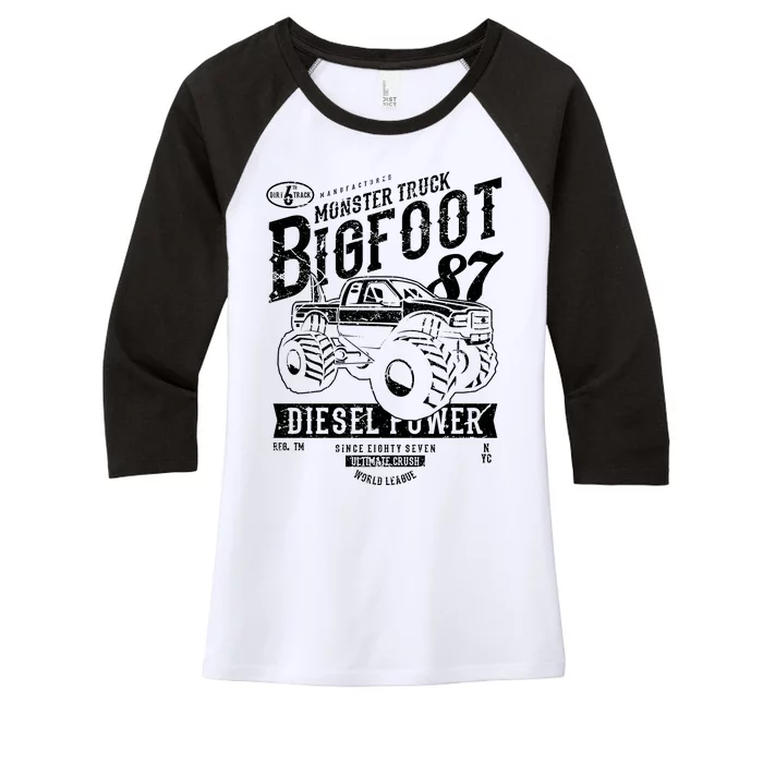 Monster Truck Big Foot Women's Tri-Blend 3/4-Sleeve Raglan Shirt