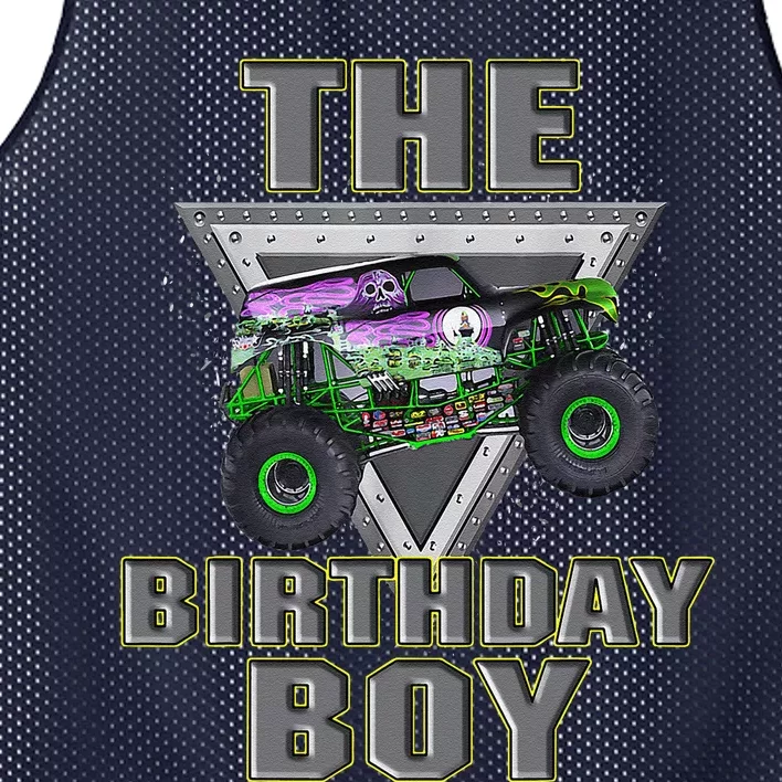 Monster Truck Birthday Boy Mesh Reversible Basketball Jersey Tank