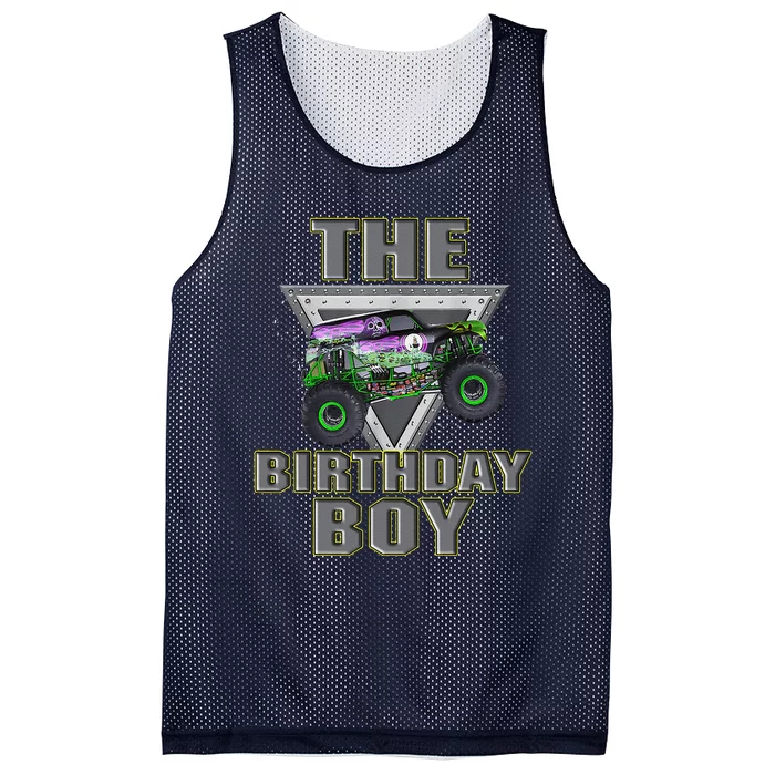 Monster Truck Birthday Boy Mesh Reversible Basketball Jersey Tank