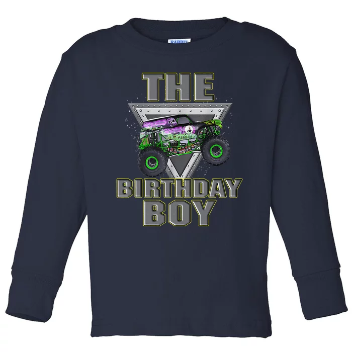 Monster Truck Birthday Boy Toddler Long Sleeve Shirt