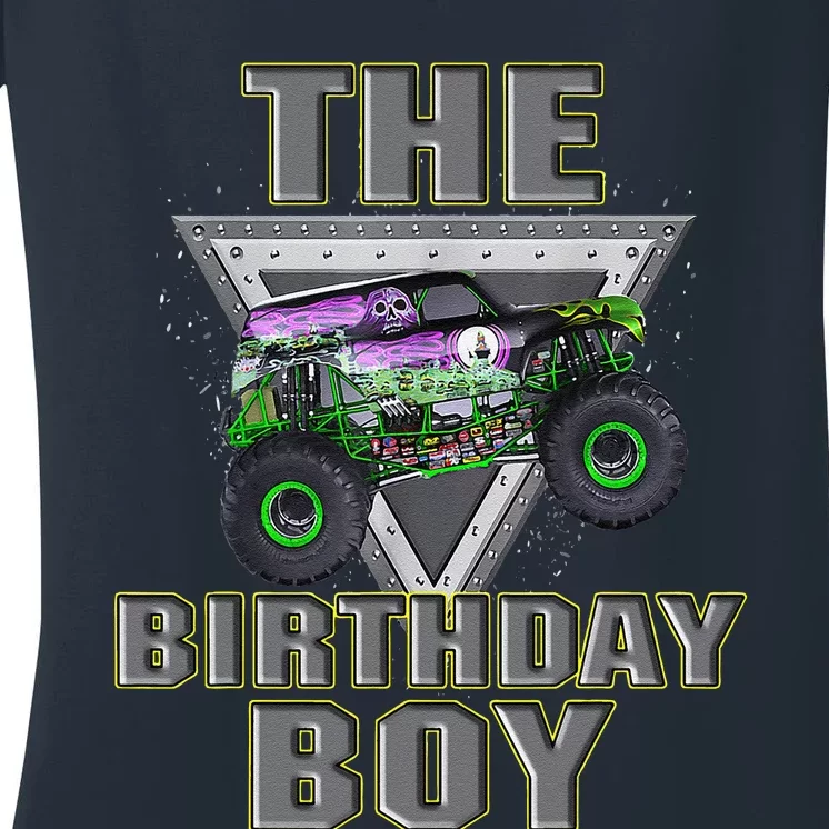 Monster Truck Birthday Boy Women's V-Neck T-Shirt