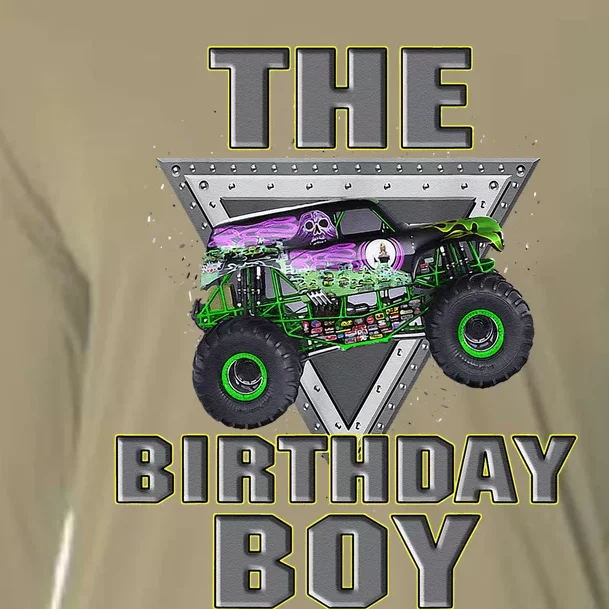 Monster Truck Birthday Boy Cooling Performance Long Sleeve Crew