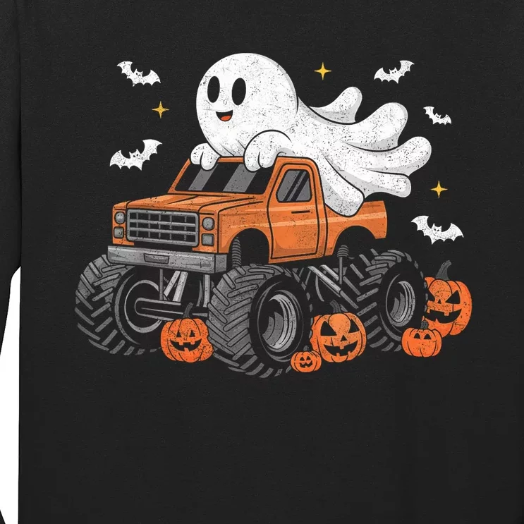 Monster Truck Boy Ghost Pumpkin Halloween Costume Long Sleeve Shirt