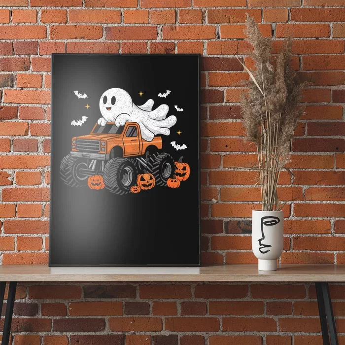 Monster Truck Boy Ghost Pumpkin Halloween Costume Poster