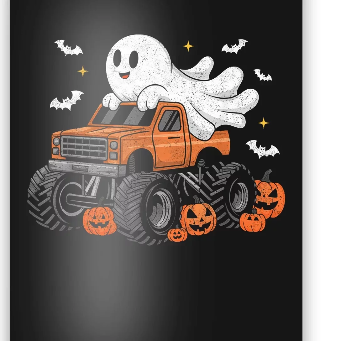 Monster Truck Boy Ghost Pumpkin Halloween Costume Poster