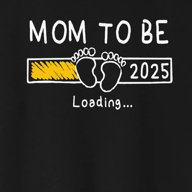 Mom To Be 2025 Loading Mom Est 2025 Promoted To Mommy Gift Women's Crop Top Tee