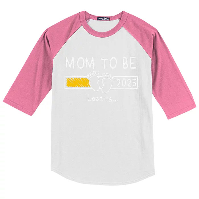 Mom To Be 2025 Loading Mom Est 2025 Promoted To Mommy Gift Kids Colorblock Raglan Jersey