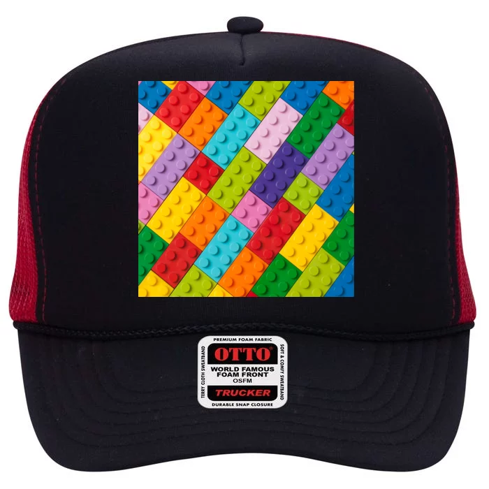 Many Toy Blocks Pattern High Crown Mesh Trucker Hat