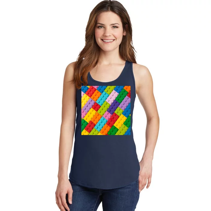 Many Toy Blocks Pattern Ladies Essential Tank