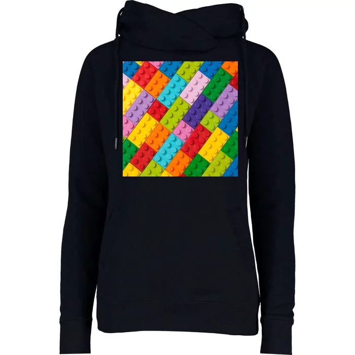 Many Toy Blocks Pattern Womens Funnel Neck Pullover Hood