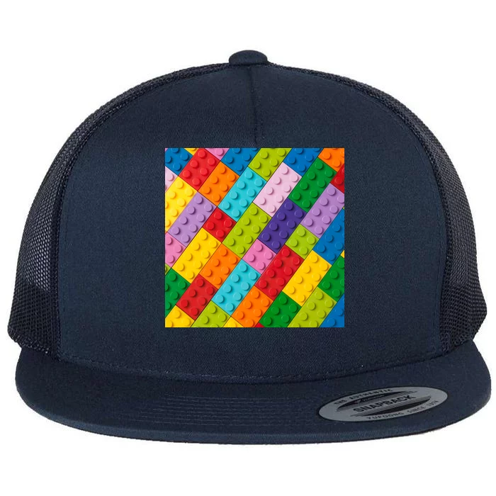 Many Toy Blocks Pattern Flat Bill Trucker Hat