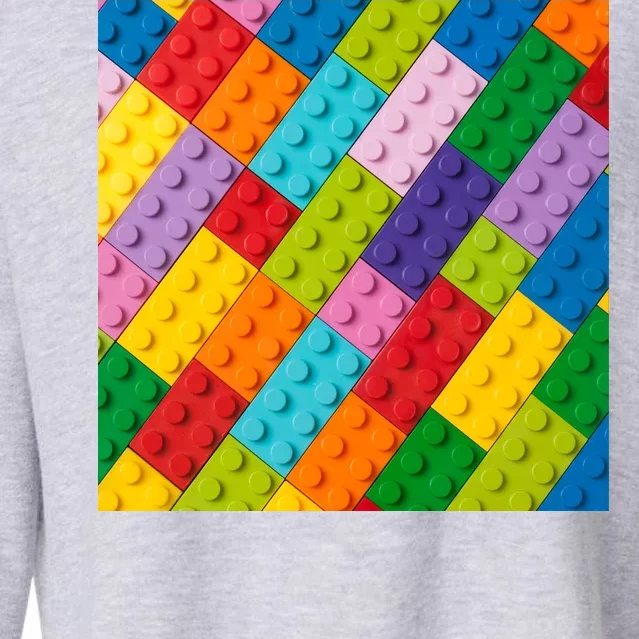 Many Toy Blocks Pattern Cropped Pullover Crew